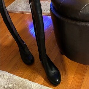 Black Knee-High Boots with Buckle